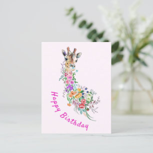 Tarjeta de cumpleaños Giraffe Flowers