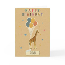 Tarjeta de cumpleaños Giraffe - Nombre personaliza
