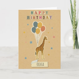 Tarjeta de cumpleaños Giraffe - Nombre personaliza