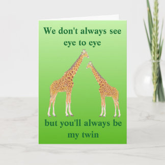 Tarjeta de cumpleaños Giraffe para tu gemelo