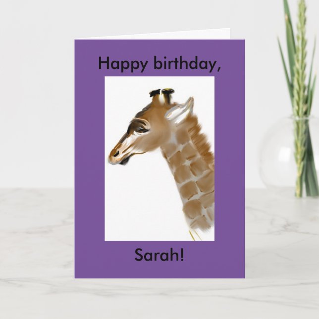 tarjeta de cumpleaños giraffe personalizada (Anverso)