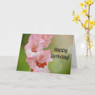 Tarjeta de cumpleaños Gladiolus Flowers rosa bonit