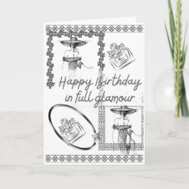 Tarjeta de cumpleaños Glam de moda Elegante negro
