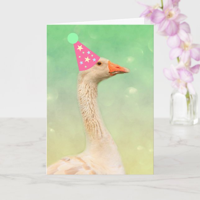 Tarjeta de cumpleaños Glamour Goose (Orquídea)