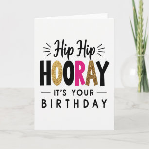 Tarjeta de cumpleaños Glitter Hooray