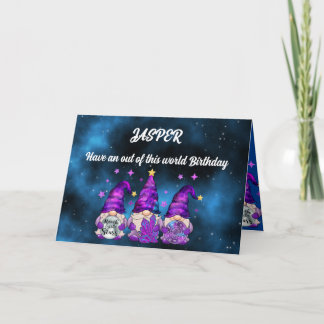 Tarjeta de cumpleaños Gnome Galaxy