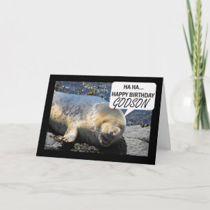 Tarjeta de cumpleaños Godson con un cachorro de fo