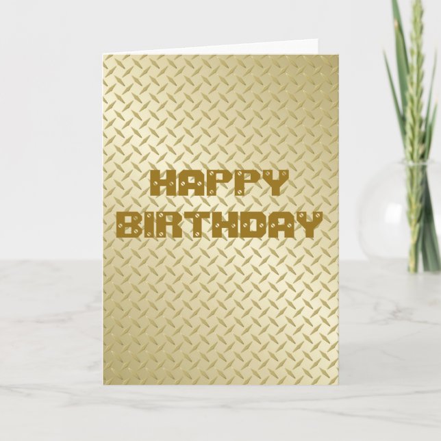 Tarjeta de cumpleaños Gold Diamondplate (Anverso)