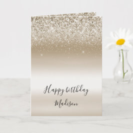 Tarjeta de cumpleaños Gold Ombre Purpurina Sparkle