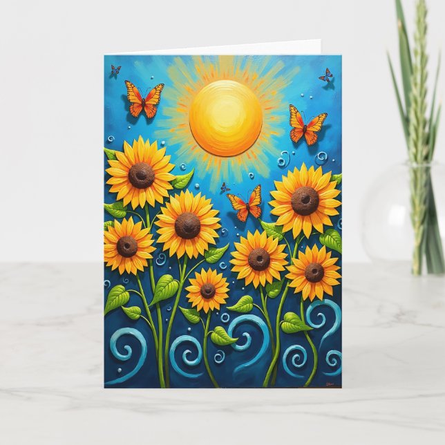 Tarjeta de cumpleaños Golden Bloom (Anverso)