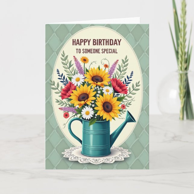 Tarjeta de cumpleaños Golden Blooms (Anverso)