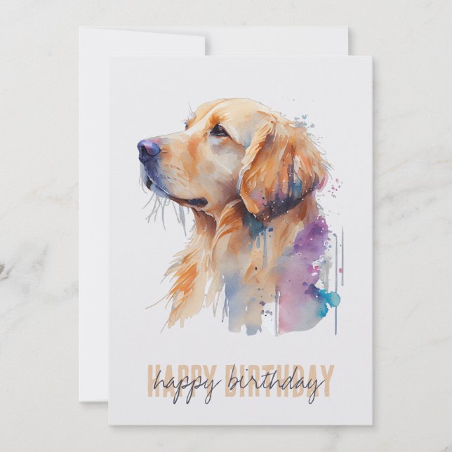 Tarjeta de cumpleaños Golden Retriever (Anverso)