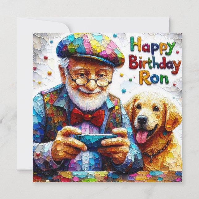 Tarjeta de cumpleaños ~ Golden Retriever ~ Ron~ (Anverso)