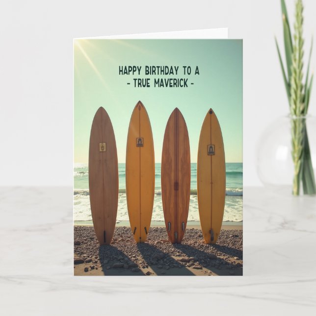 Tarjeta de cumpleaños Golden Surf (Anverso)