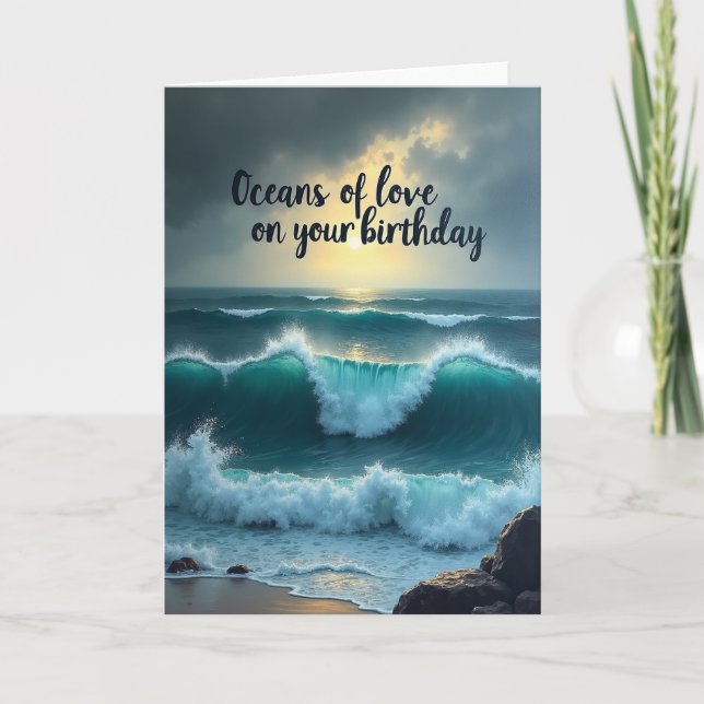 Tarjeta de cumpleaños Golden Wave (Anverso)