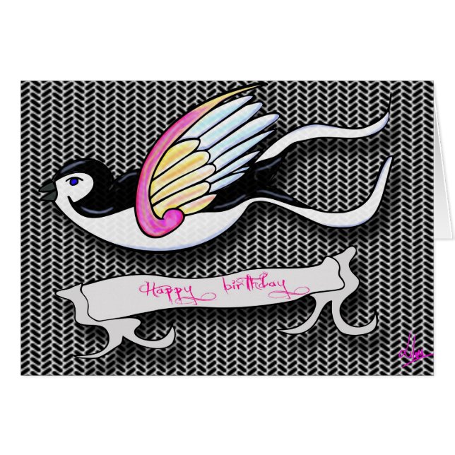 Tarjeta de cumpleaños Golondrina (Anverso (Horizontal))