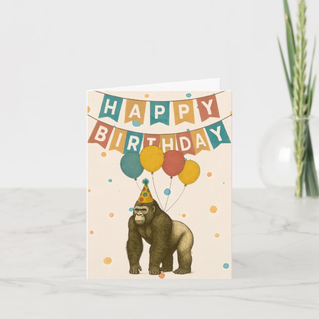 Tarjeta de cumpleaños Gorilla - Animal divertido c (Anverso)