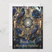 Tarjeta de cumpleaños gótica azul
