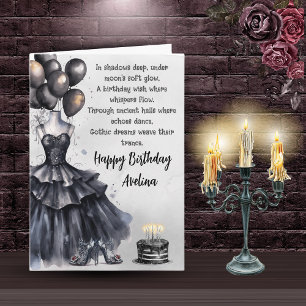 Tarjeta de cumpleaños gótica femenina