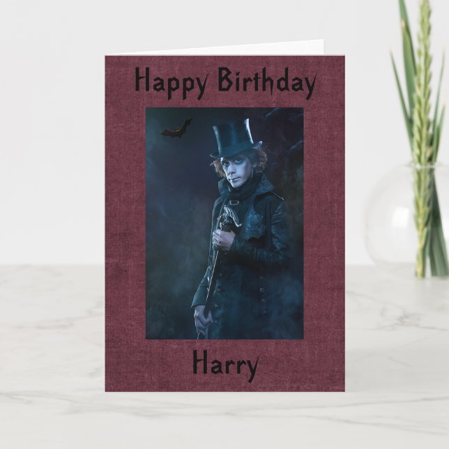 Tarjeta de cumpleaños gótica personalizada (Anverso)