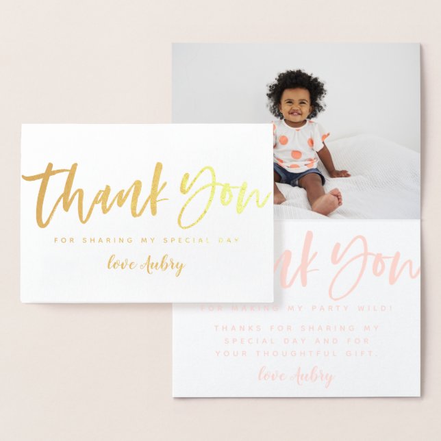 Tarjeta de cumpleaños gracias foto real con lámina (Demostración)