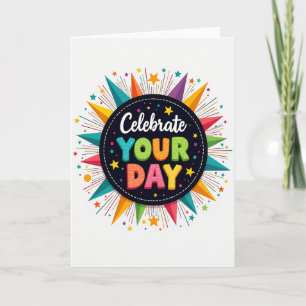 Tarjeta de cumpleaños gráfica vibrante