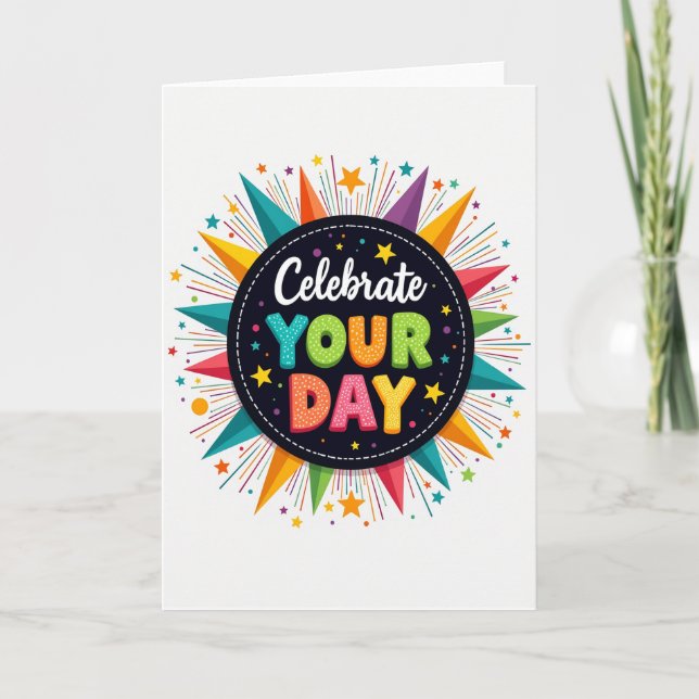 Tarjeta de cumpleaños gráfica vibrante (Anverso)