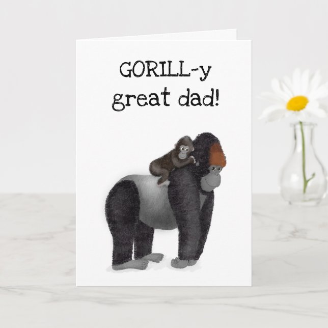 Tarjeta de cumpleaños "gran papá" para gorilas y b (Planta pequeña)