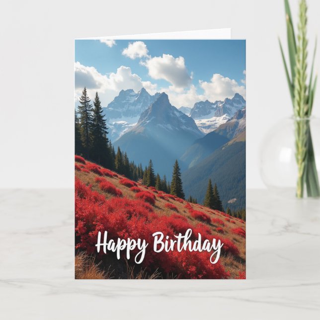 Tarjeta de cumpleaños Grand Birthday Alpine Peaks (Anverso)