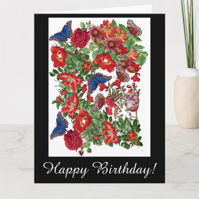 Tarjeta de cumpleaños grande de las flores de los (Anverso)