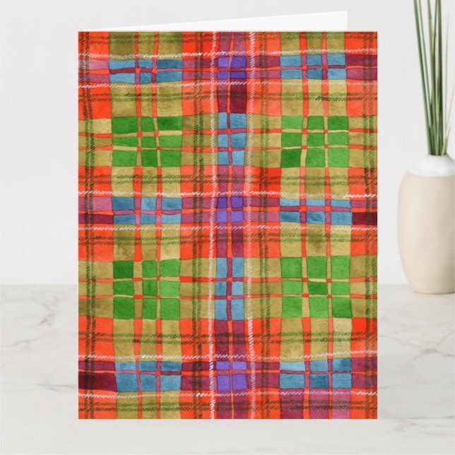 TARJETA DE CUMPLEAÑOS GRANDE MAC RAE TARTAN (Anverso)