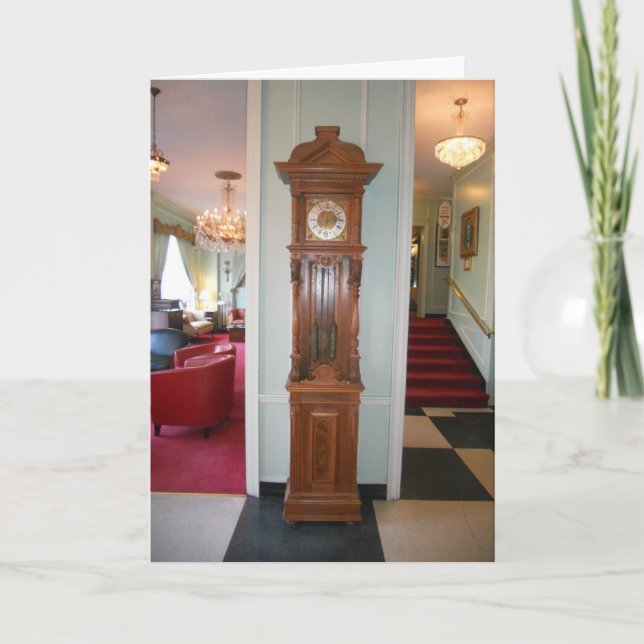 Tarjeta de cumpleaños "Grandfather Clock at Lowell (Anverso)