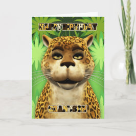 Tarjeta de cumpleaños Grandson Leopard Jungle