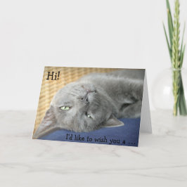 Tarjeta de cumpleaños: Gray Cat desea un cumpleaño