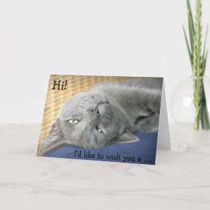 Tarjeta de cumpleaños: Gray Cat desea un cumpleaño