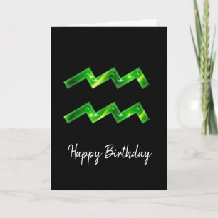 Tarjeta de cumpleaños Green Aquarius Rótulo