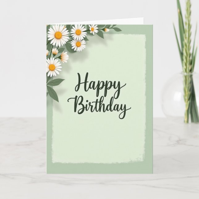 Tarjeta de cumpleaños Green Daisy (Anverso)