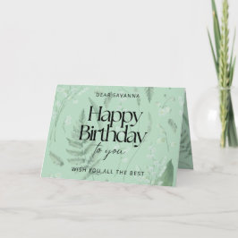 Tarjeta de cumpleaños Green Sage Lily of Valley Pe
