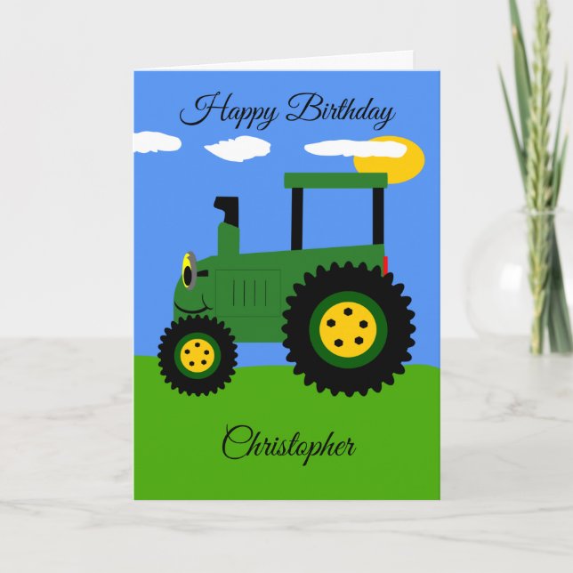 Tarjeta de cumpleaños Green Tractor (Anverso)