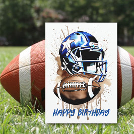 Tarjeta de cumpleaños Gridiron Football Watercolor