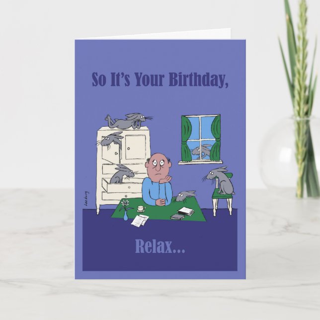 Tarjeta de cumpleaños gris de las liebres (Anverso)