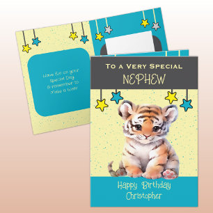 Tarjeta de cumpleaños gris especial para niños tig