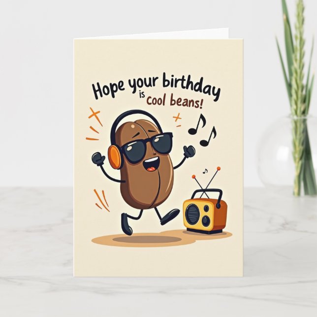 Tarjeta de cumpleaños Groovy Birthday Bean (Anverso)