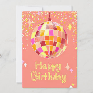 Tarjeta de cumpleaños Groovy Retro Disco Ball