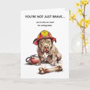 Tarjeta de cumpleaños grosera para bombero con chi