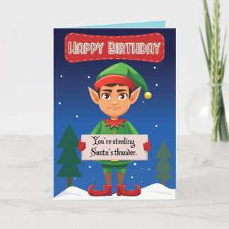 Tarjeta de cumpleaños Grumpy Elf Navidades