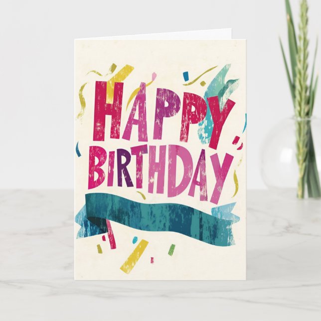 Tarjeta de cumpleaños Grunge Confetti (Anverso)