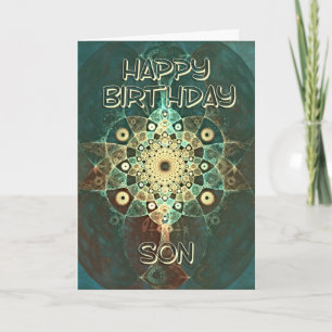 Tarjeta de cumpleaños grunge fractal para Son