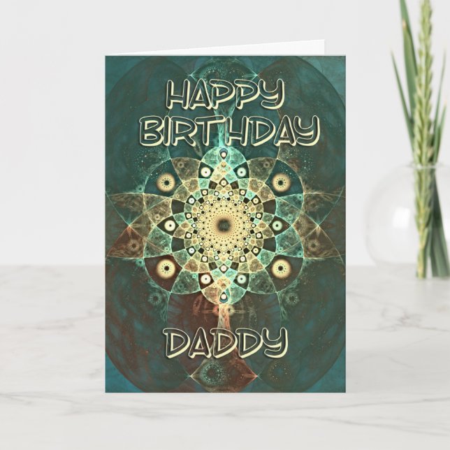 Tarjeta de cumpleaños grunge fractal para un papá (Anverso)