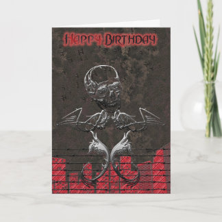 Tarjeta de cumpleaños Grunge Skull